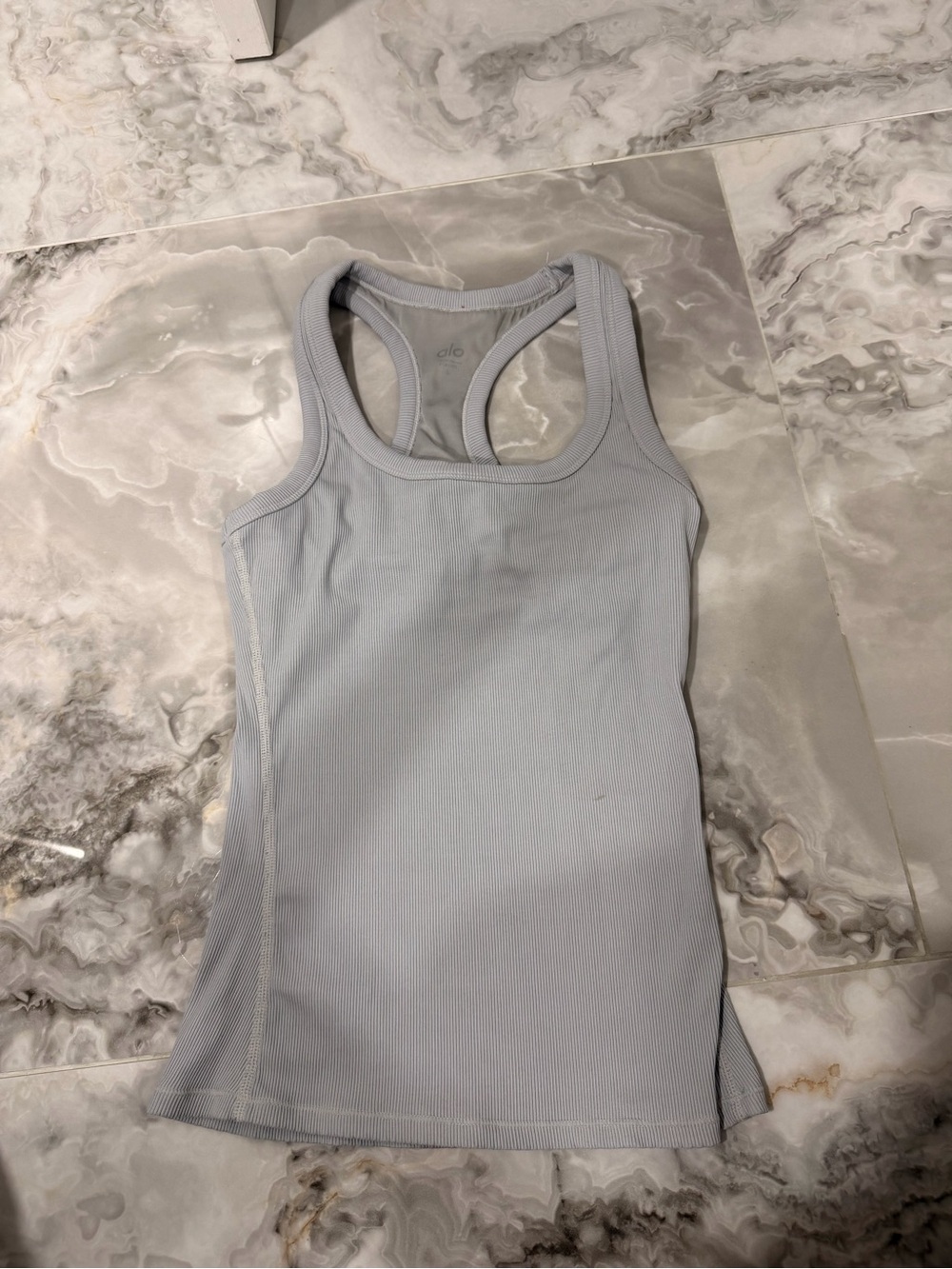 ALO Yoga Women’s Light Gray Ribbed Racerback Tank